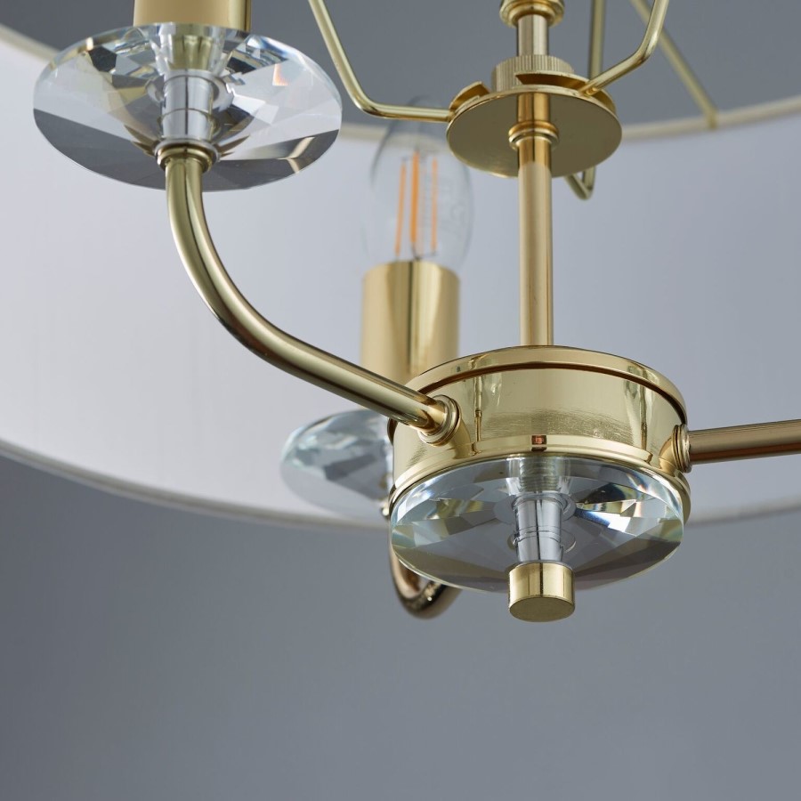 GRADE A1 - 3 Light Chandelier in Brass & Vintage White Shade - Nixon