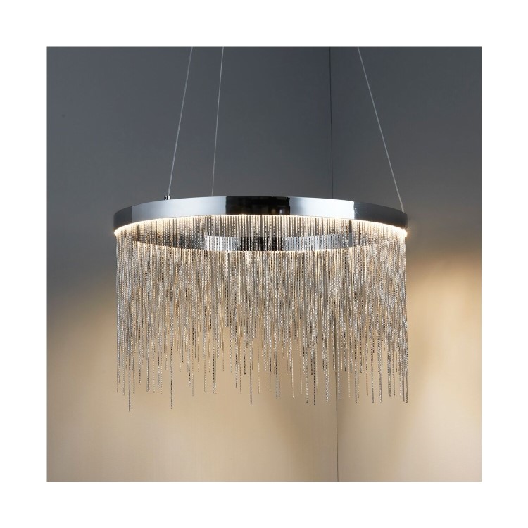 Round Chrome Chain Pendant Light - Zelma