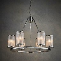 Easton Semi Flush Ceiling Light with 6 Lights & Clear Bubbled Glass Finish