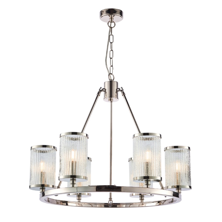 Easton Semi Flush Ceiling Light with 6 Lights & Clear Bubbled Glass Finish