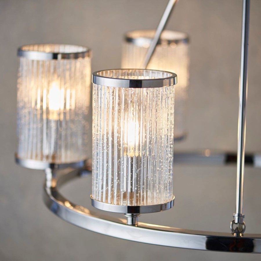 Easton Semi Flush Ceiling Light with 6 Lights & Clear Bubbled Glass Finish