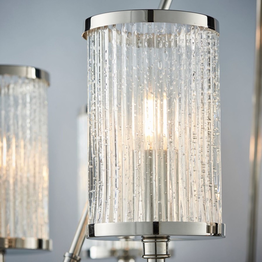 Easton Semi Flush Ceiling Light with 6 Lights & Clear Bubbled Glass Finish