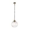 GRADE A1 - Brass &amp; Ribbed Glass Ball Pendant Light - Brydon