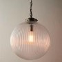 Large Round Pendant Light with Glass Shade & Antique Brass Chain - Brydon