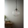 Large Round Pendant Light with Glass Shade & Antique Brass Chain - Brydon