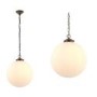 Brydon Ceiling Pendant Light with Dark Antique Bronze Chain & Ribbed Round Glass Shade