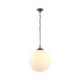 Brydon Ceiling Pendant Light with Dark Antique Bronze Chain & Ribbed Round Glass Shade