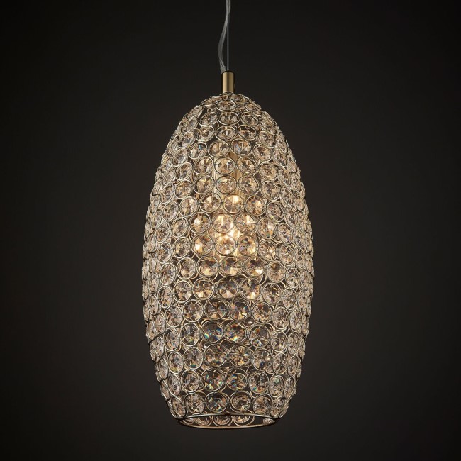 Claudia Ceiling Pendant Light with Brass Plate & Clear Crystal Glass Finish