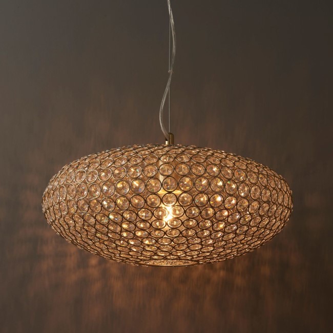 Claudia Ceiling Pendant Light with Brass Plate & Crystal Finish