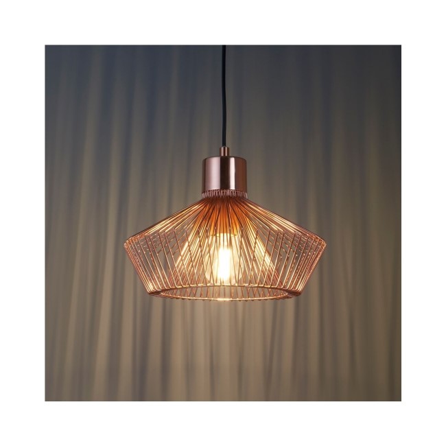 GRADE A1 - Rose Gold Metal Wire Pendant Light - Kimberley