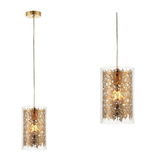 Pendant Light with Brass Plate & Clear Glass - Lacy