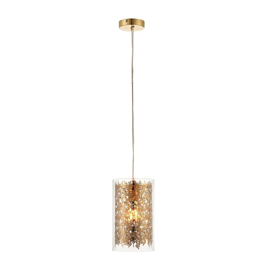 Pendant Light with Brass Plate & Clear Glass - Lacy