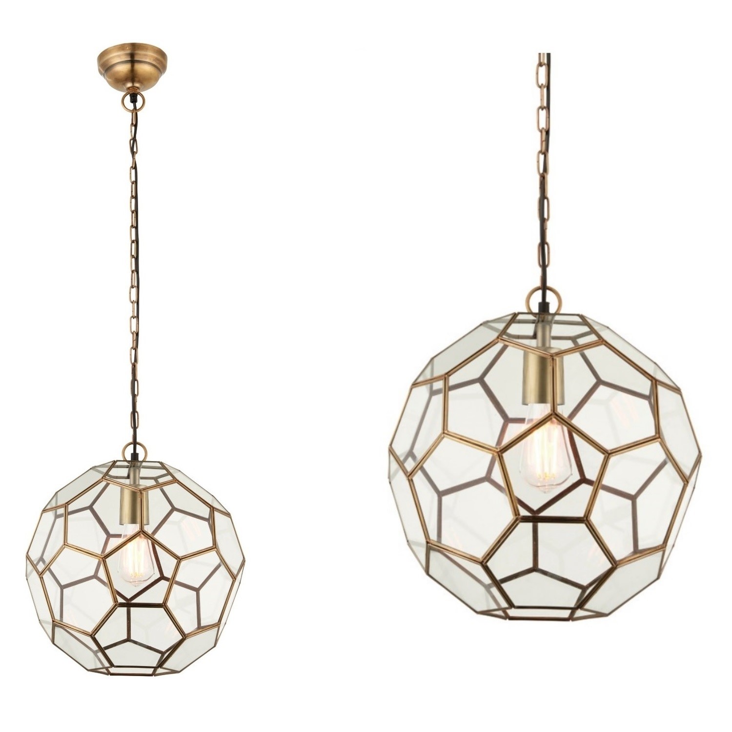 Antique Brass Geometric Pendant - Miele - Furniture123