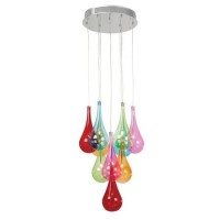 Hanging Light with 10 Coloured Pendants - Niro