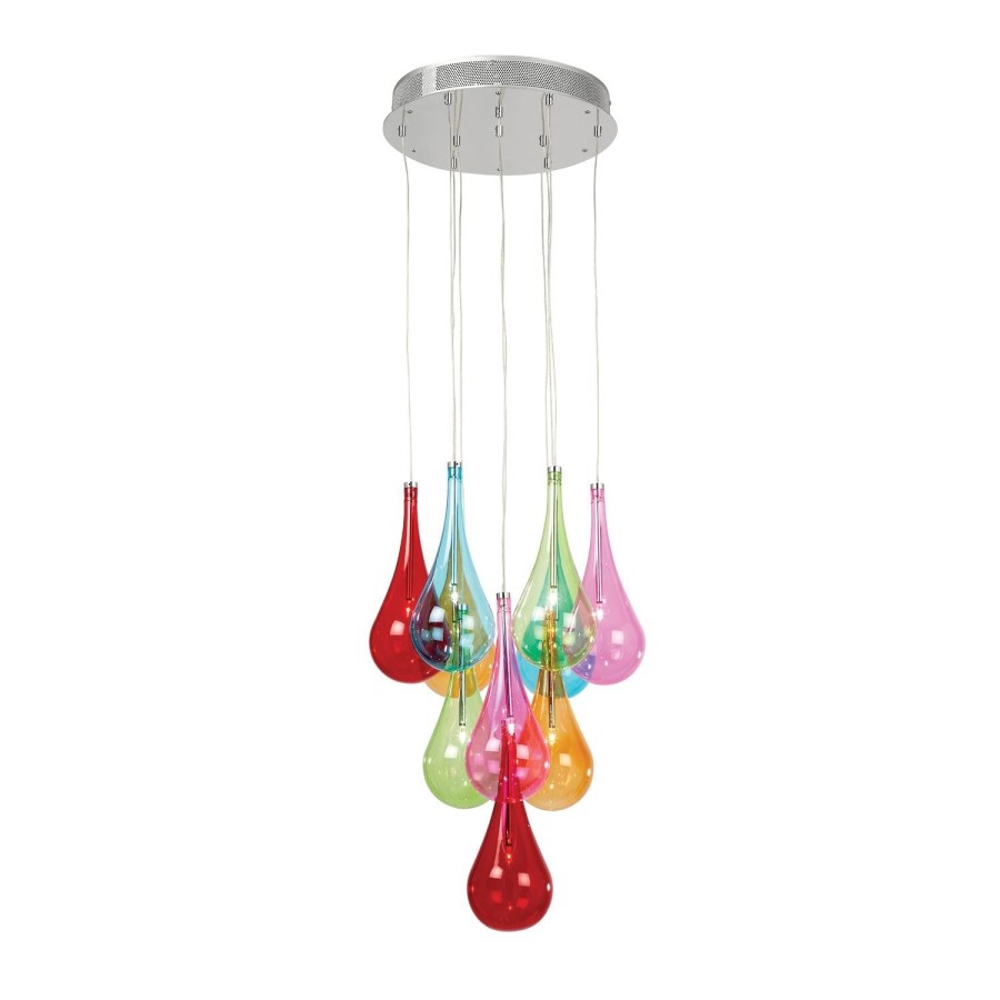 Hanging Light with 10 Coloured Pendants - Niro