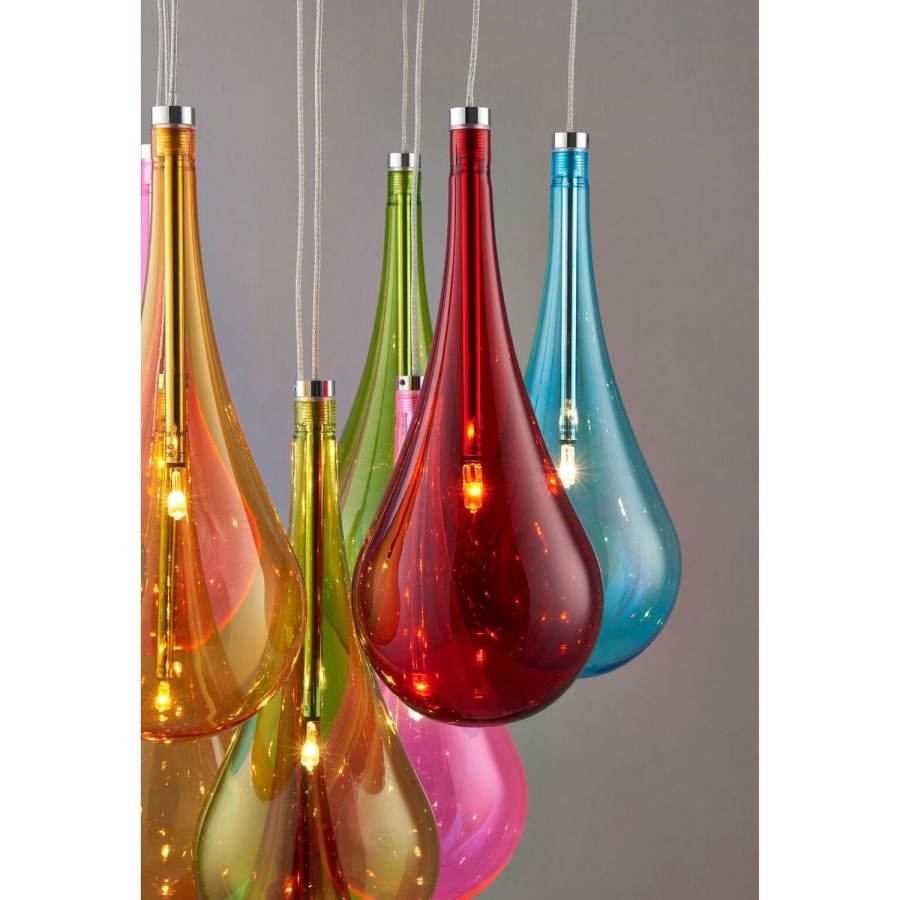 Hanging Light with 10 Coloured Pendants - Niro