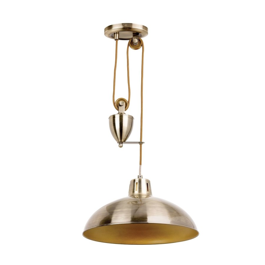 Antique Brass Ceiling Light - Polka Rise & Fall