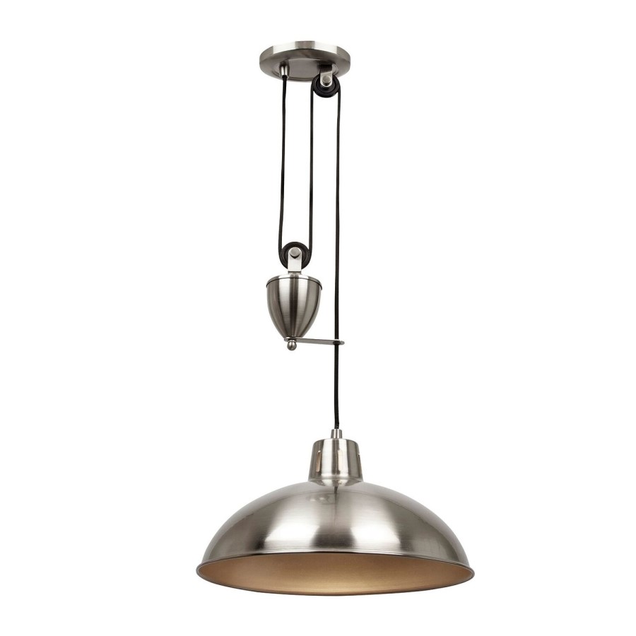 Chrome Pendant Light with Satin Nickel Finish - Polka Rise & Fall