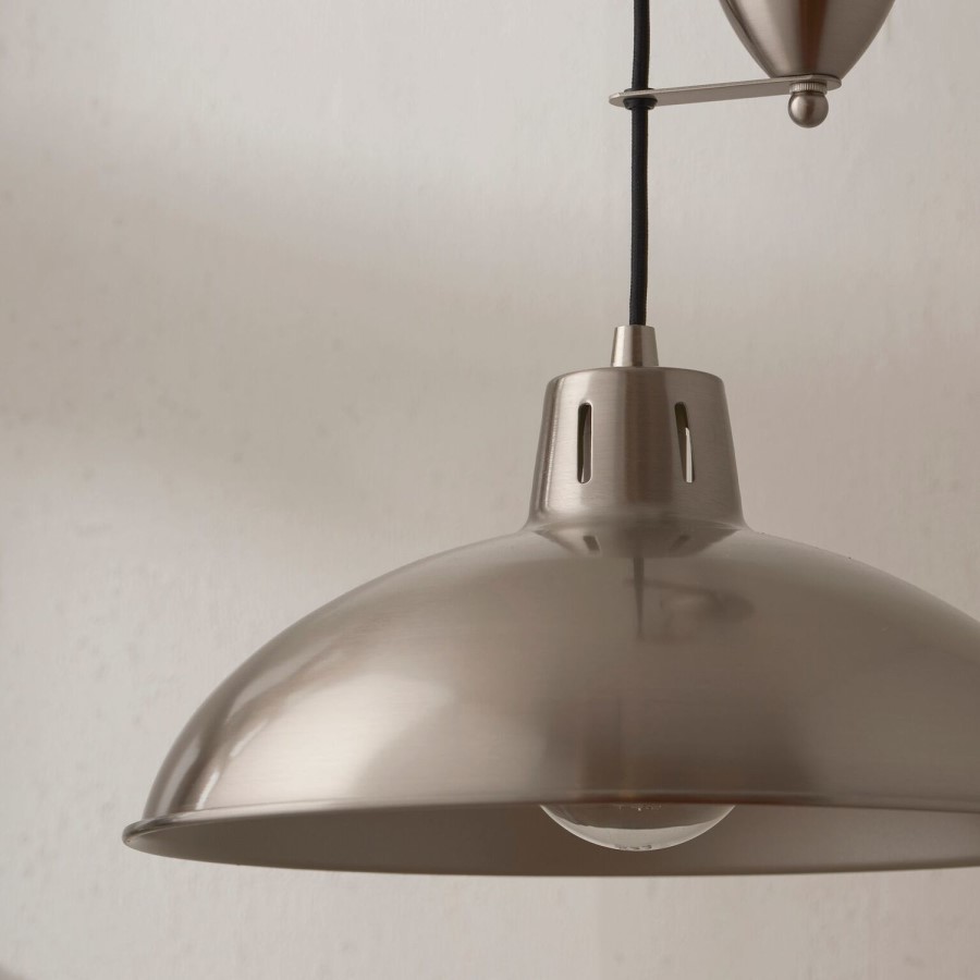 Chrome Pendant Light with Satin Nickel Finish - Polka Rise & Fall