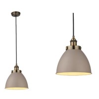Pendant Light in Taupe & Antique Brass - Franklin