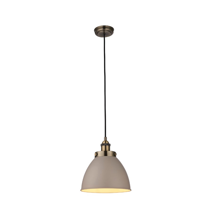 Pendant Light in Taupe & Antique Brass - Franklin