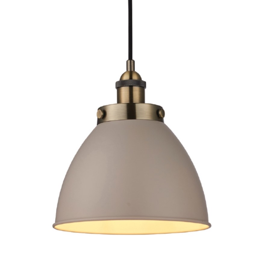 Pendant Light in Taupe & Antique Brass - Franklin