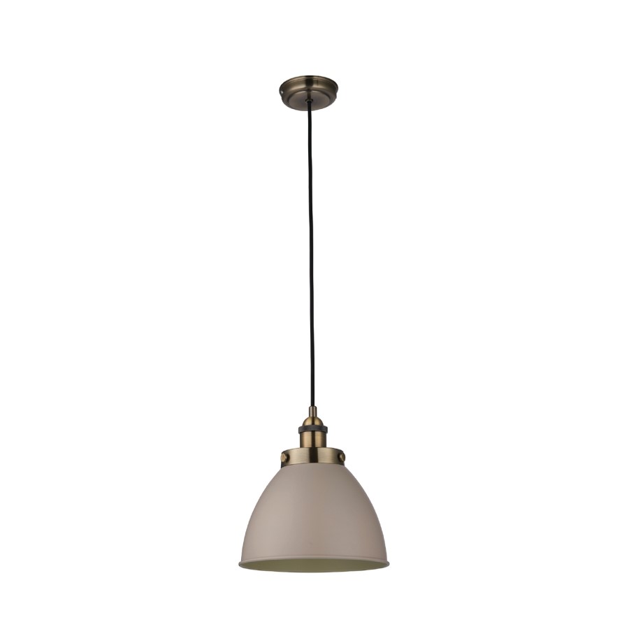 Pendant Light in Taupe & Antique Brass - Franklin