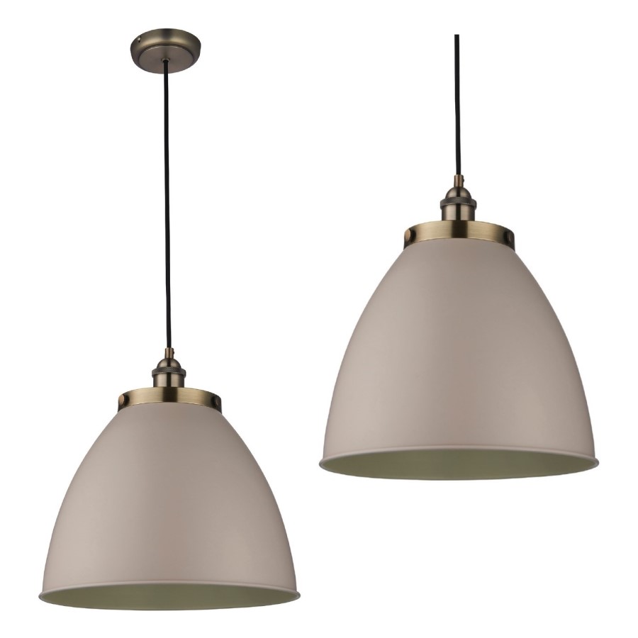 Pendant Light in Taupe & Antique Brass - Franklin