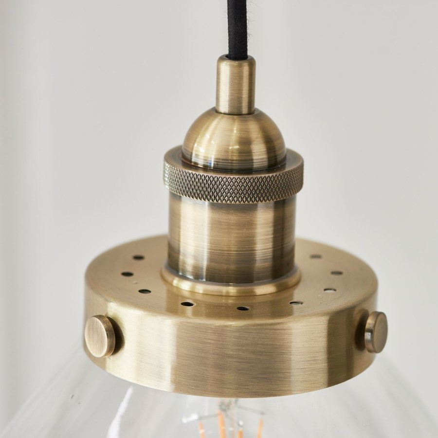 Pendant Light in Antique Brass with Clear Glass Shade - Hansen