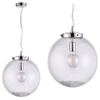 Harbour Ceiling Pendant Light with Chrome Plate & Clear Bubbled Glass Finish