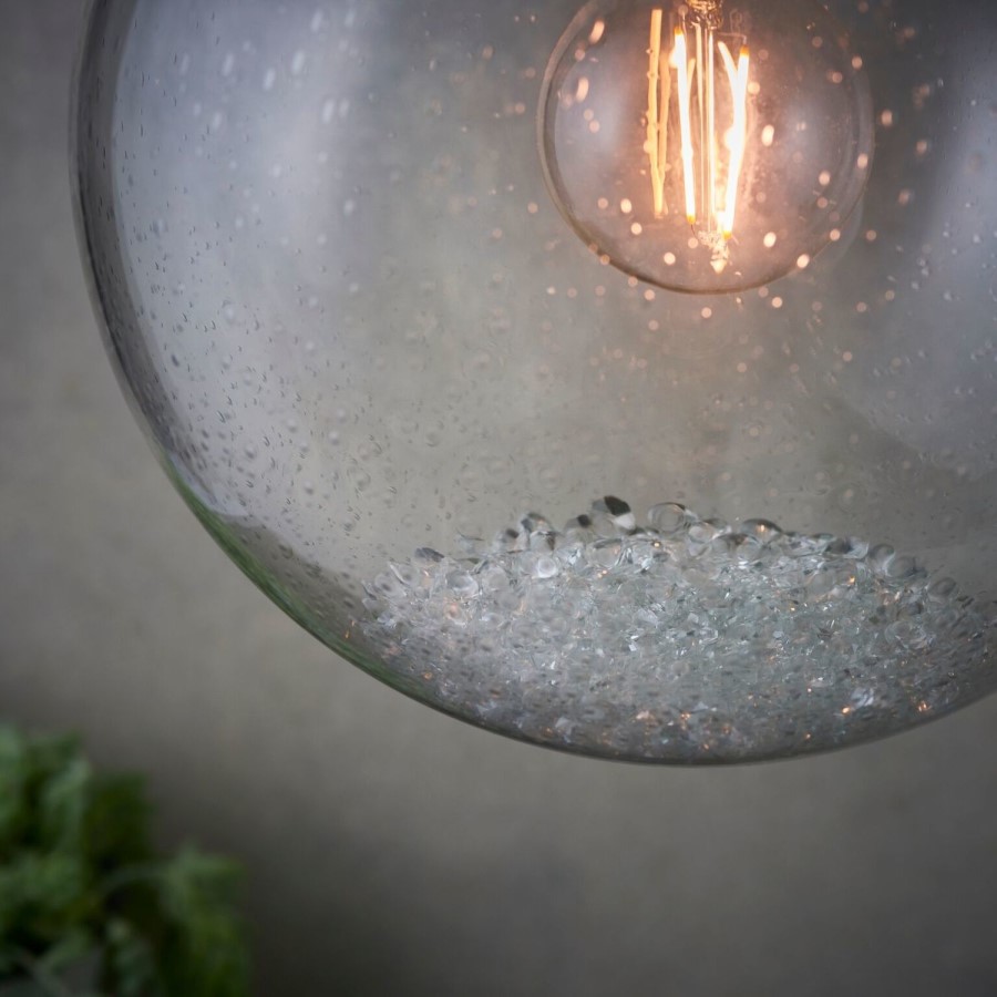 Harbour Ceiling Pendant Light with Chrome Plate & Clear Bubbled Glass Finish