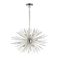 Chrome Pendant Light with Textured Metal Rods - Lena 