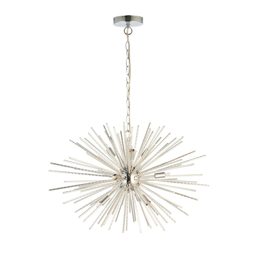 Chrome Pendant Light with Textured Metal Rods - Lena 