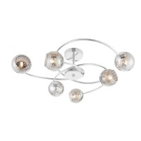 6 Light Semi Flush Smoked Glass Ceiling Mount- Aerith