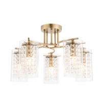 Alda 5 Antique Brass Semi Flush Ceiling Light