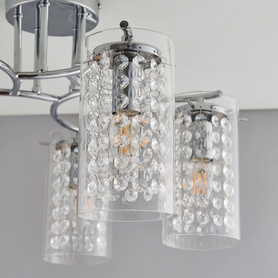 Alda 5 Light Semi Flush Ceiling Light with Chrome & Clear Glass Finish