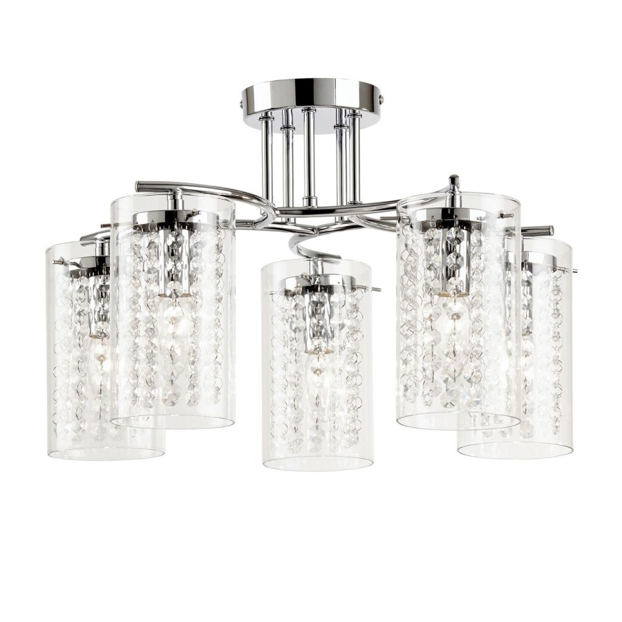 Alda 5 Light Semi Flush Ceiling Light with Chrome & Clear Glass Finish