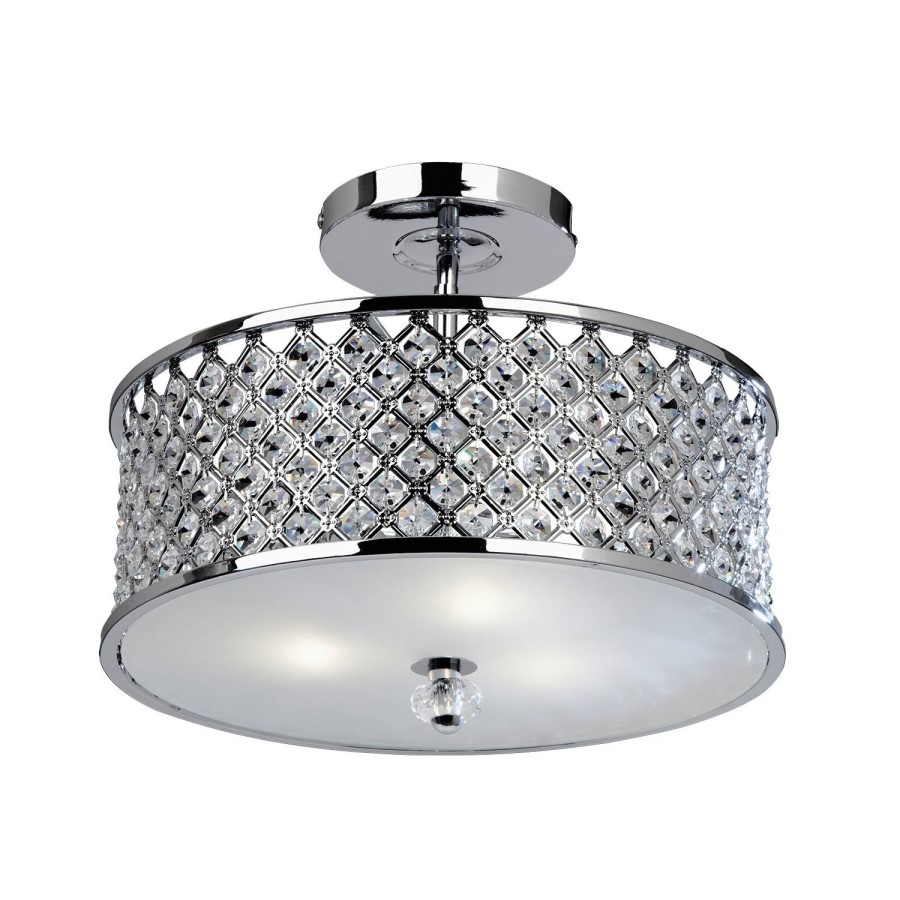 Semi Flush Light in Chrome with Clear Crystal Glass Finish - Hudson
