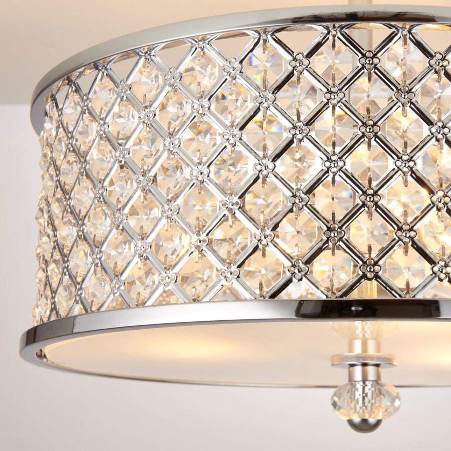 Semi Flush Light in Chrome with Clear Crystal Glass Finish - Hudson