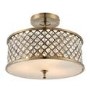 Antique Brass & Crystal Semi Flush Ceiling Light - Hudson