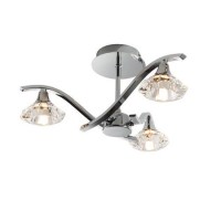 Langella Chrome Effect Semi Flush Ceiling Light with 3 Lights & Crystal Glass Finish