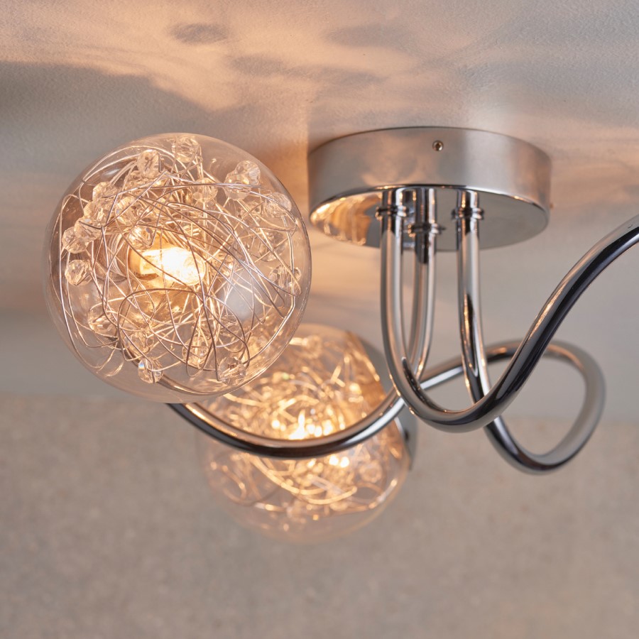 3 Light Chrome Semi Flush Ceiling Mount - Auria
