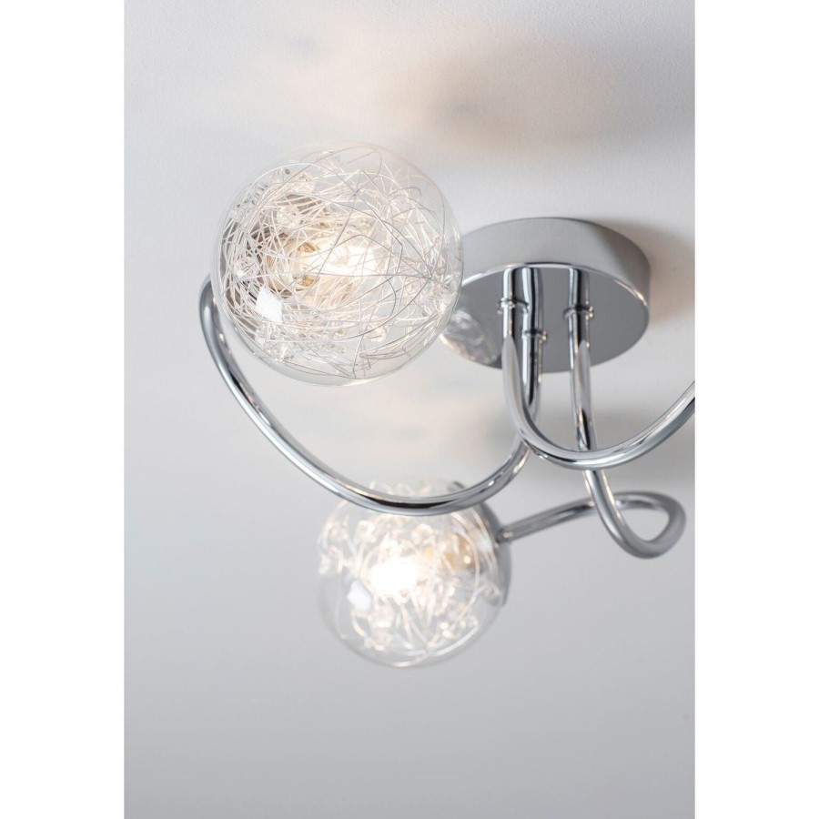 3 Light Chrome Semi Flush Ceiling Mount - Auria