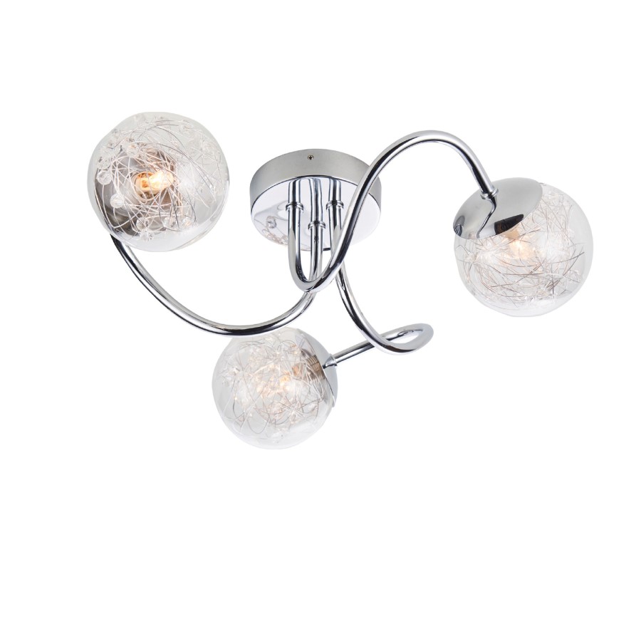 3 Light Chrome Semi Flush Ceiling Mount - Auria