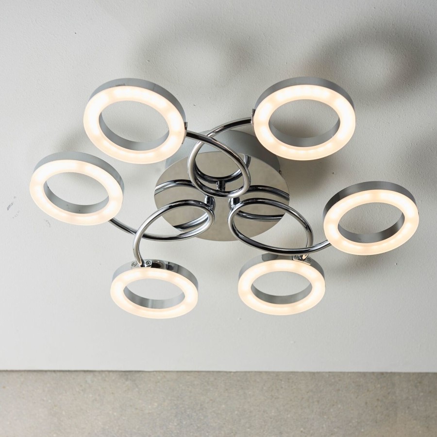 LED Semi Flush Ceiling Light in Chrome - Hoopla