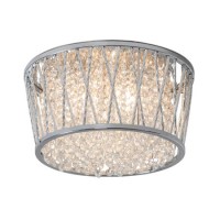 Chrome & Crystal Flush Ceiling Light - Sophia
