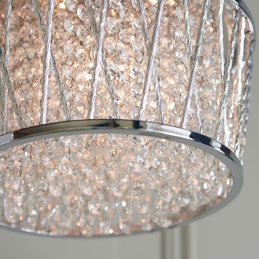 Chrome & Crystal Flush Ceiling Light - Sophia