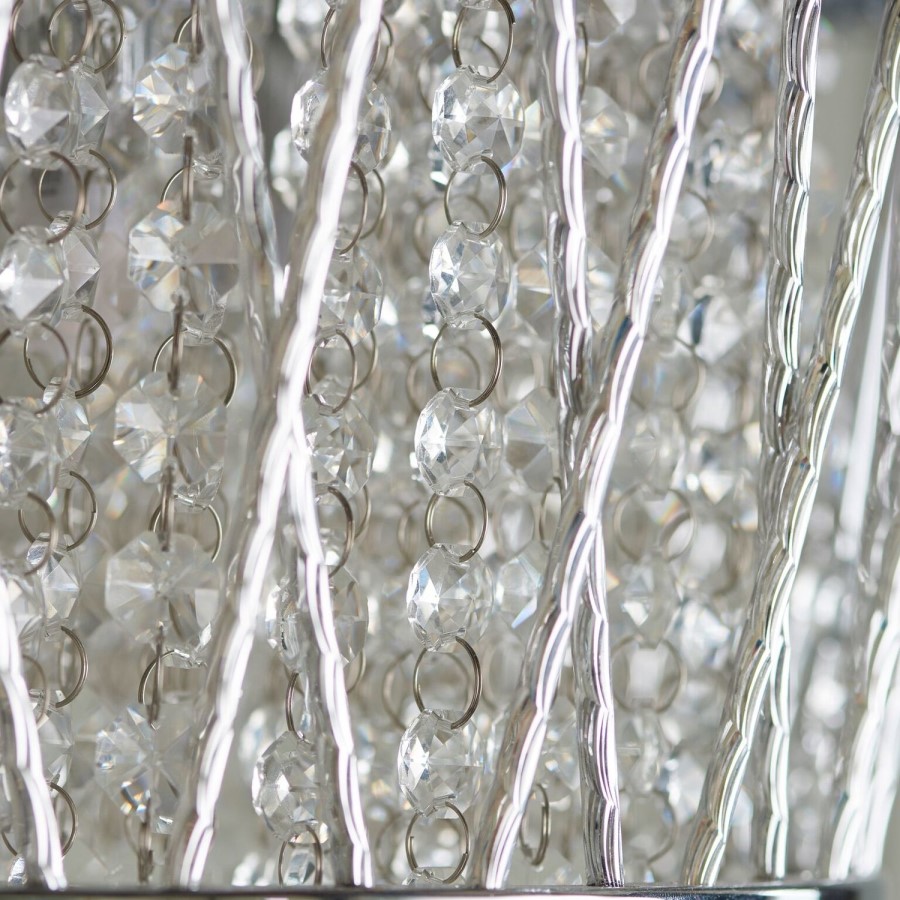 Chrome & Crystal Flush Ceiling Light - Sophia