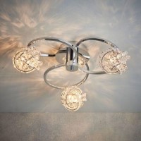 Talia 3 Light Semi Flush Ceiling Light with Chrome Plate & Clear Crystal Glass Finish