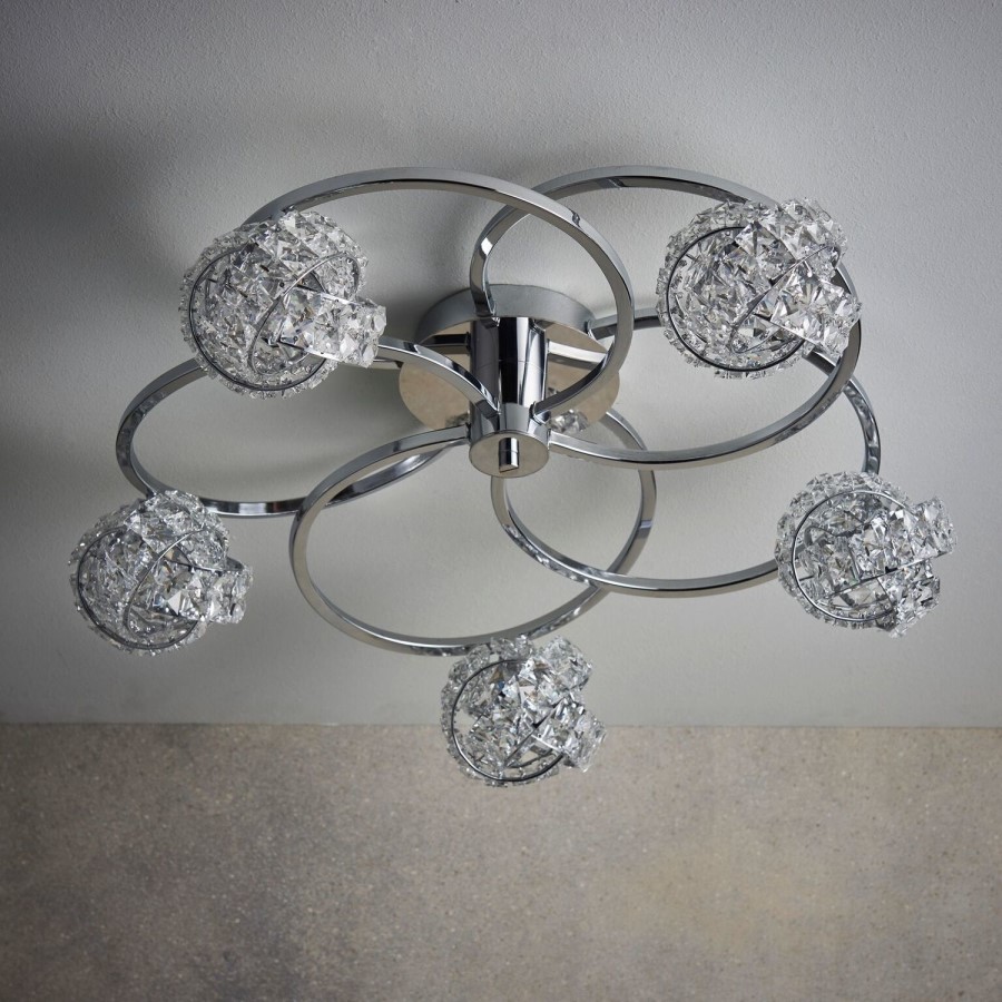 5 Light Chrome Twisted Semi Flush Ceiling Fixture - Talia